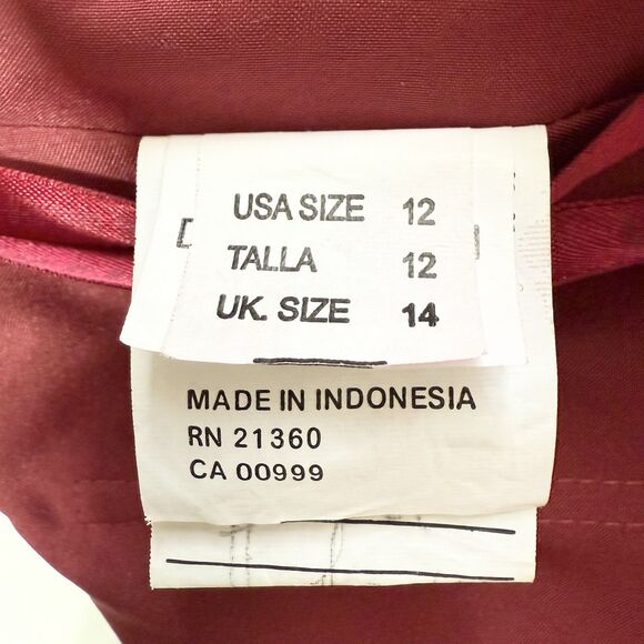 Mori Lee Madeline Gardner Burgundy Beaded Halter Evening Gown 12 Formal Dress - Picture 10 of 15